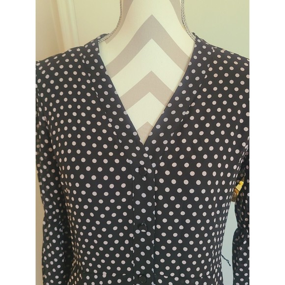 Michael Kors midi dress v-neck 3/4 sleeve polka dot size M brown S ..M - Picture 8 of 12